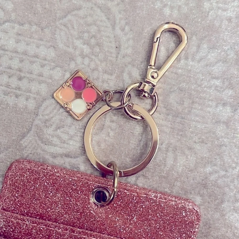 Brand New Set of Velvet Beaded Monogram M Zippered Pouch & Glitter Card Key Case